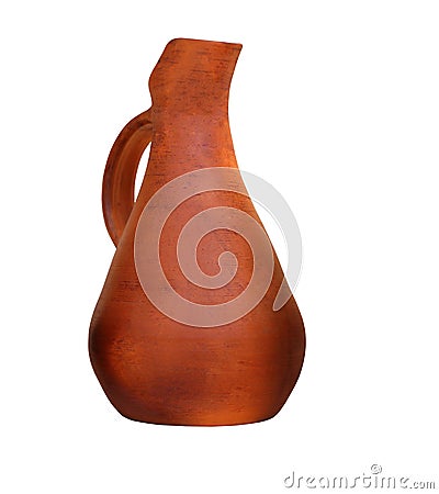 Clay jug handmade isolated on white background Stock Photo