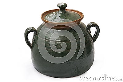 Clay pot with lid Stock Photo