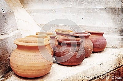 Clay pots lomo Stock Photo