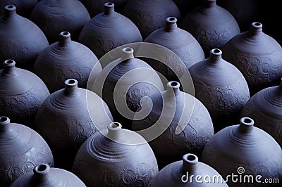 Clay pots ranking Stock Photo