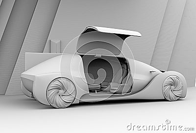 Clay rendering of self driving electric car exterior Stock Photo
