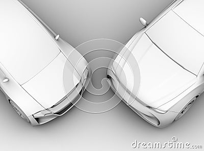 Clay shading rendering of sedan and SUV car Stock Photo