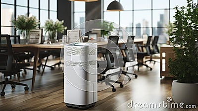 Clean Air, Clear Minds. Air Purifiers Elevating Health in Modern Offices. Generative AI Stock Photo