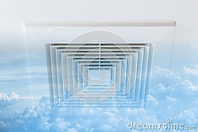 Clean Air Duct with sky cloud fade Ozone fresh air, Danger and t Stock Photo