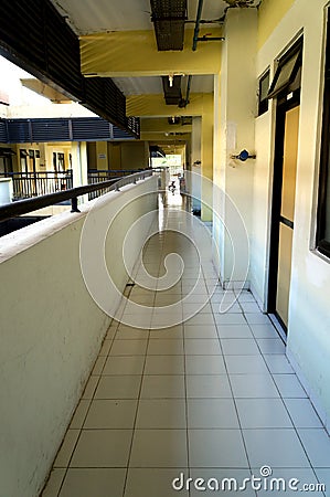 Clean apartment corridor hallway on day light Stock Photo