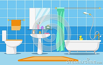 Clean beautiful bathroom interior Vector Illustration