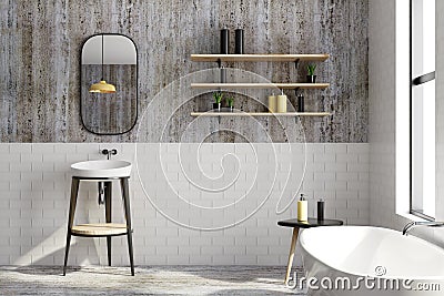 Clean black brick bathroom Stock Photo