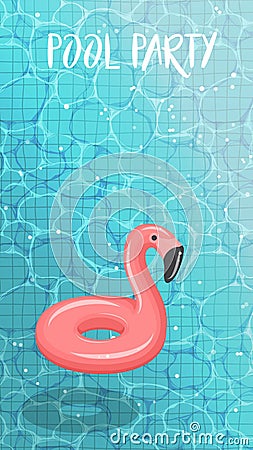 Water surface with ripples and flamingo swimming circle. Vector Illustration