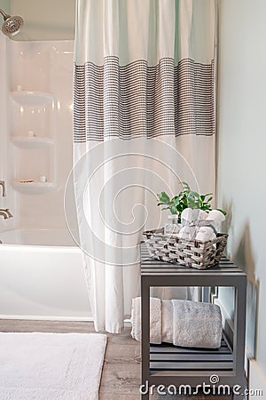 Clean and bright bathroom decor Stock Photo