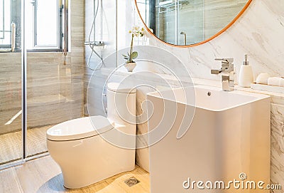 Clean and bright bathroom Stock Photo