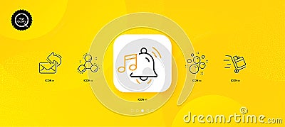 Clean bubbles, Share mail and Push cart minimal line icons. For web application, printing. Vector Vector Illustration
