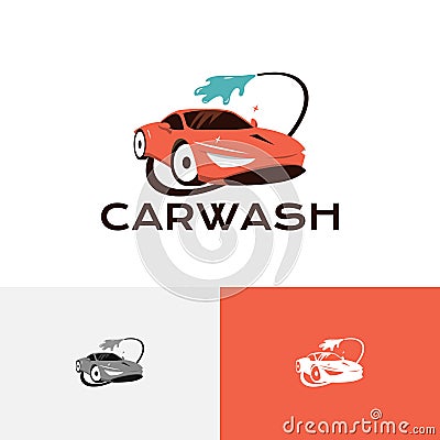 Clean Car Wash Carwash Water Hose Auto Service Logo Vector Illustration