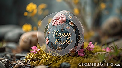 Clean and Chic Design: Minimalist Chocolate Egg with Large Easter Message, Ideal for Expressing Elegance Stock Photo