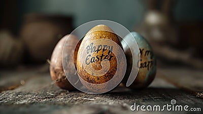 Clean and Chic Design: Minimalist Chocolate Egg with Large Easter Message, Ideal for Expressing Elegance Stock Photo