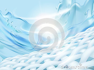 Clean cloth closeup with splashes of water in the background Vector Illustration