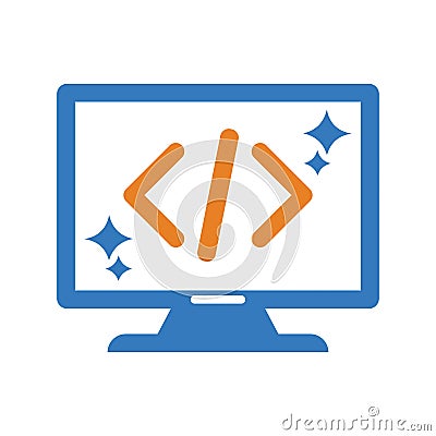 Clean, coding, code icon. Glyph style vector EPS Vector Illustration
