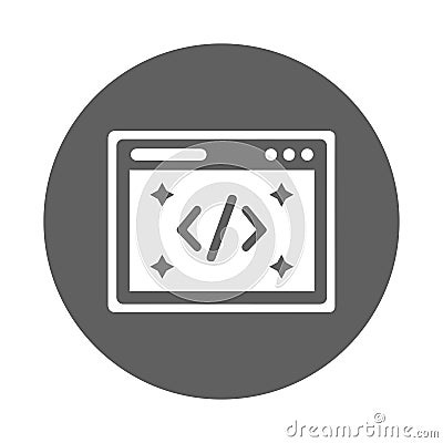 Clean, coding, code icon. Gray vector sketch. Vector Illustration