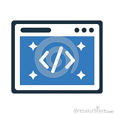 Clean, coding, code icon. Simple vector sketch. Vector Illustration