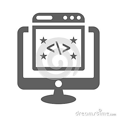 Clean, coding, code icon. Gray vector graphics Stock Photo