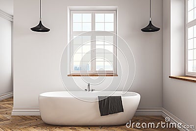 Clean concrete bathroom interior Stock Photo