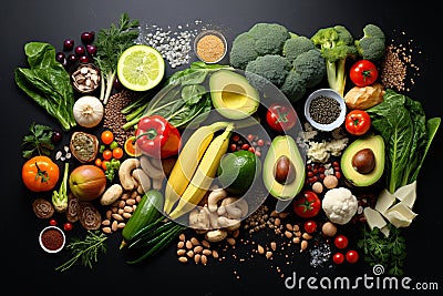 Clean Eating with Fresh Vegetables and Fruits. Generative AI Stock Photo