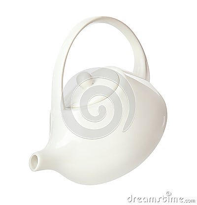 Clean empty ceramic teapot isolated Stock Photo