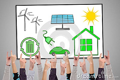 Clean energy concept on a whiteboard Stock Photo