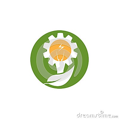 Clean Energy Eco green leaf vector illustration Cartoon Illustration