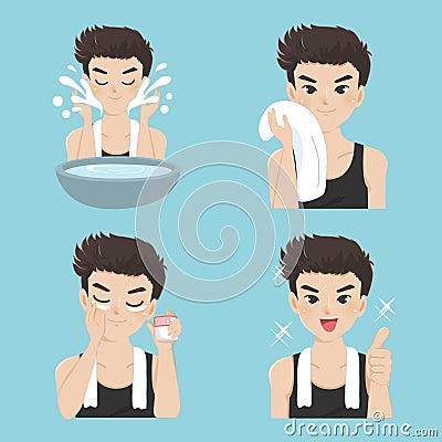 Clean the face for men Vector Illustration