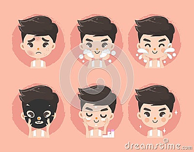 Treatment facial skin for men Vector Illustration