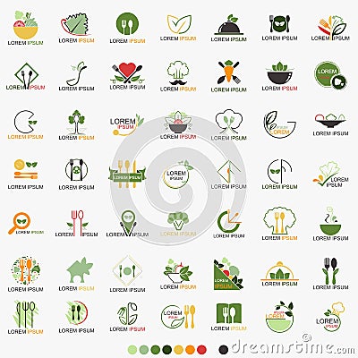Clean Food Restaurant Healthy Logo Set - Vector Vector Illustration