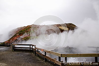Clean geothermal energy escaped by geysers from the bowels of the earth Stock Photo
