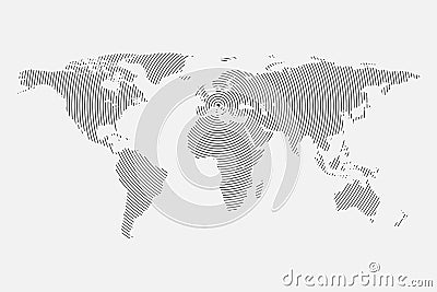 Clean Gray wave world map on white background. Centric Vector Illustration