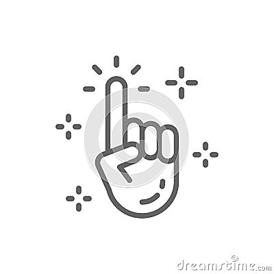 Vector clean hand, cursor, click line icon. Vector Illustration