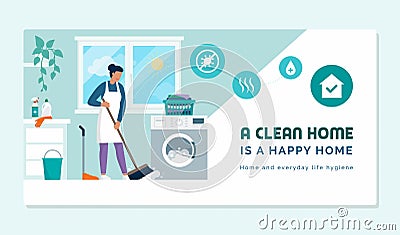 A clean home is a happy home Vector Illustration