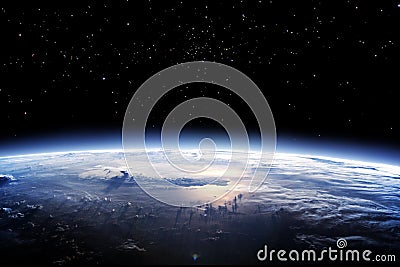 Clean horizon of Earth from space Stock Photo