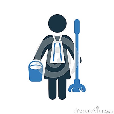 Clean, housekeeping, janitorial icon symbol for use on mobile apps, print media and web design or any type of design projects Vector Illustration