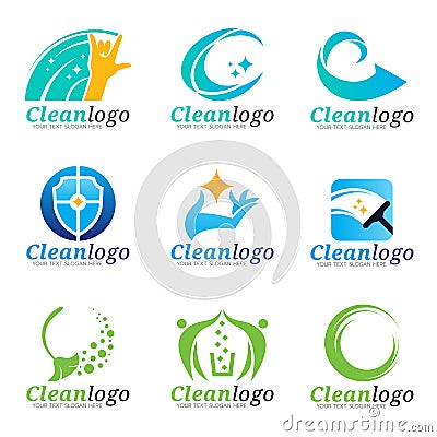 Clean and Housekeeping service logo vector set design Vector Illustration