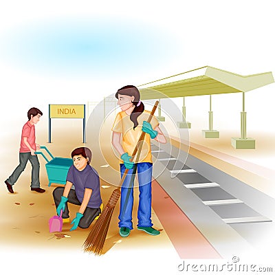 Clean India Mission Vector Illustration