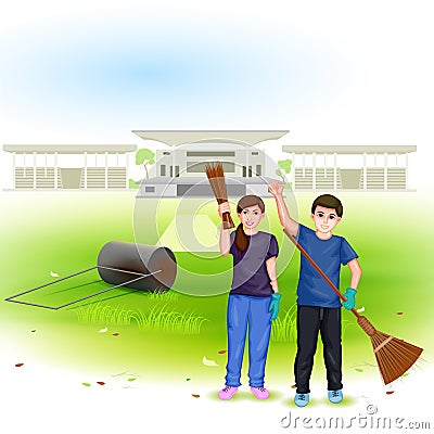 Clean India Mission Vector Illustration