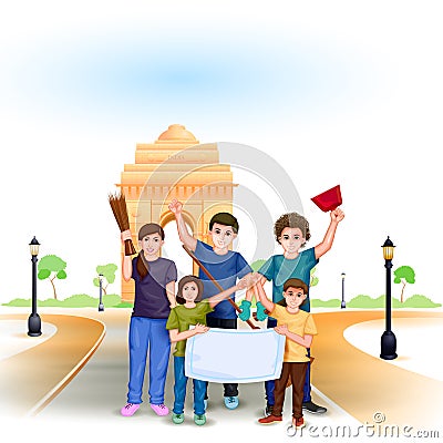 Clean India Mission Vector Illustration