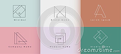 Clean minimal logo design set of six Vector Illustration