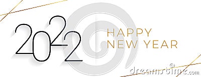 Clean minimalist style happy new year 2022 white banner Vector Illustration