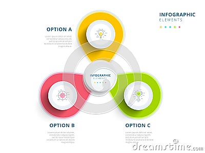 Clean minimalistic business 3 step process chart infographics wi Vector Illustration