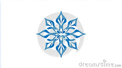 A clean and modern vector-style snowflake icon, featuring a symmetrical design with intricate details Stock Photo