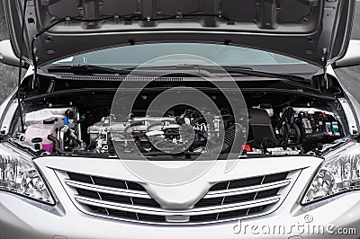 Clean motor block inside a car Stock Photo