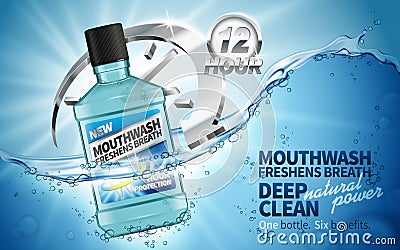 Clean mouthwash ad Vector Illustration