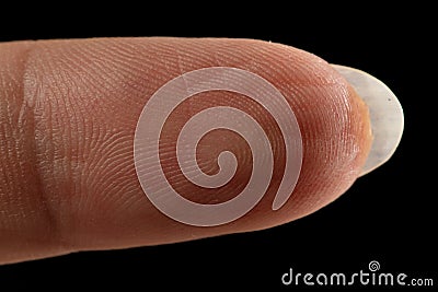 Clean normal fingerprint without color or dirty. Clean fingerprint to show texture detail of uneven finger print and scratch skin Stock Photo
