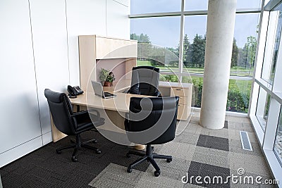 Clean office wide angle view. Stock Photo