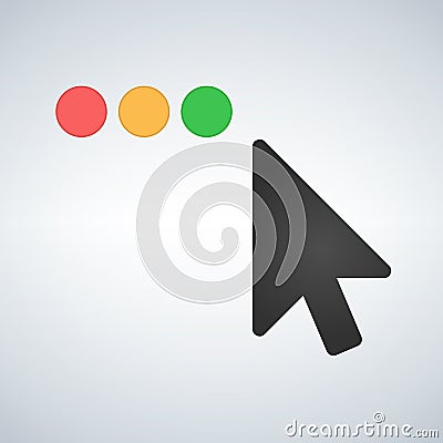 Clean OS or Web multicolor buttons with mouse cursor. Close minimize zoom full screen and expand button. Flat vector illustration Cartoon Illustration